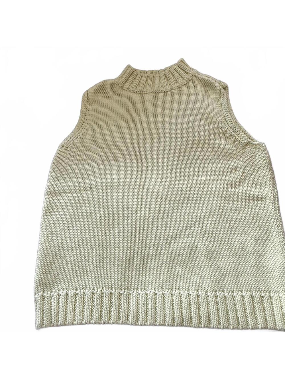 TALBOTS‎ SZ S 100% Cotton Celery Green Mock Turtleneck Sleeveless Sweater Preppy